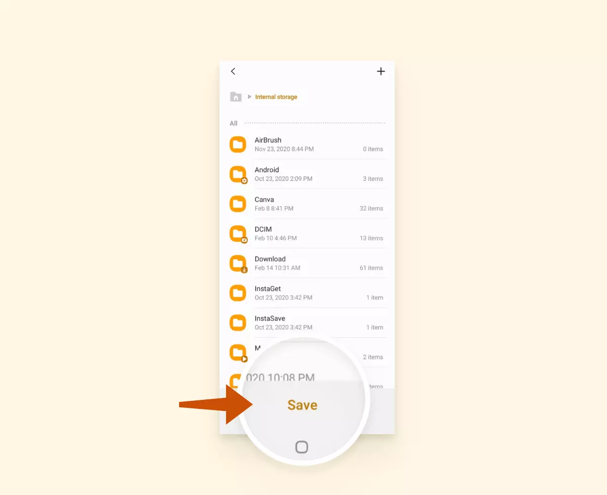 Save button for Android files