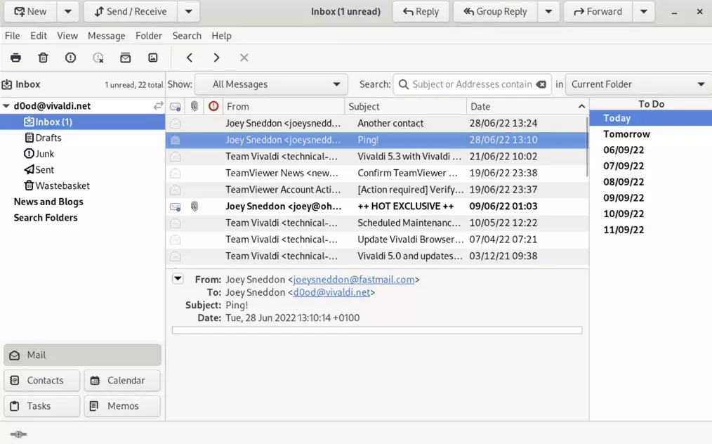 Evolution email client Evolution email interface