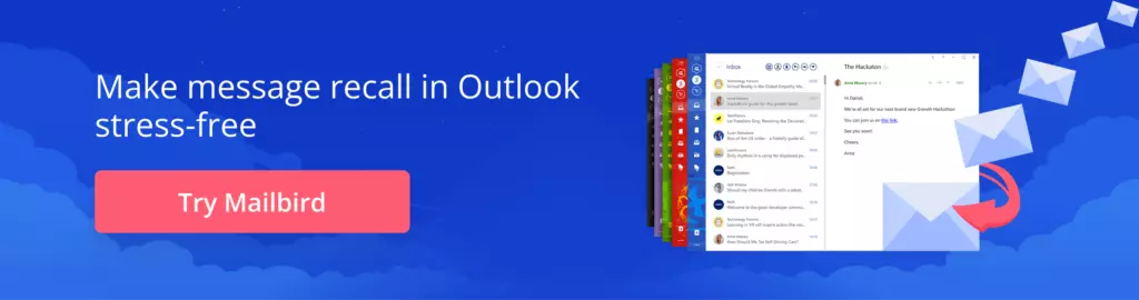 Recalling a message in Outlook banner