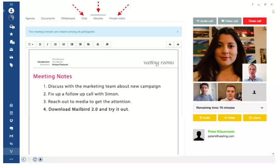 Chat, Notulen, Privé Notities