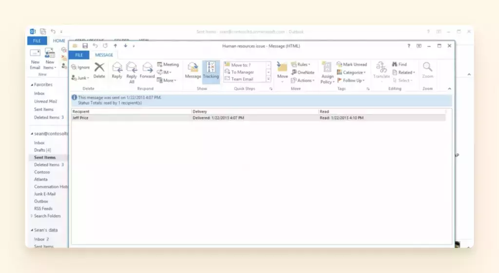Tracking in Outlook