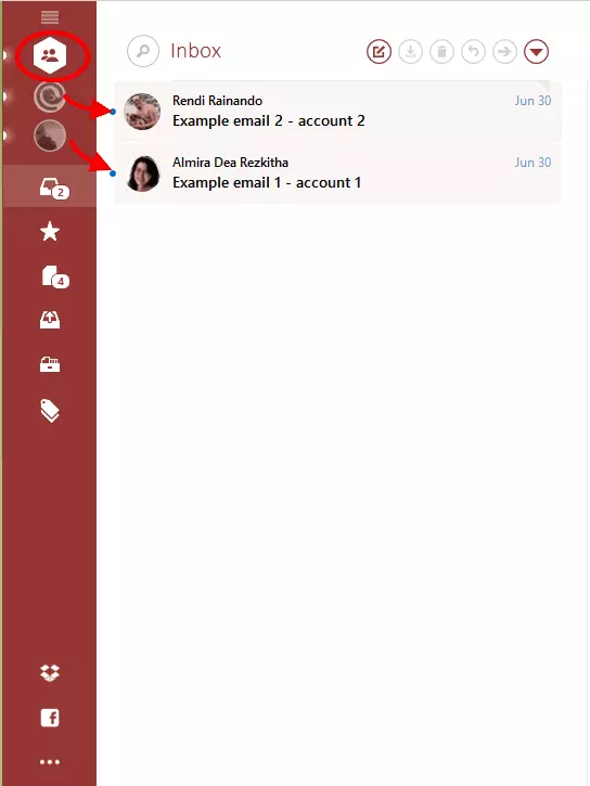 Wiadomości e-mail w skrzynce odbiorczej Unified Inbox Plus