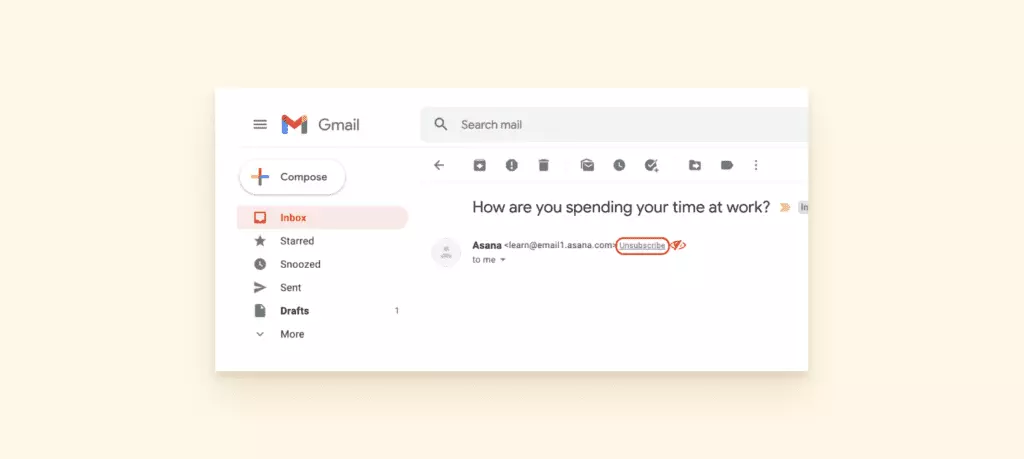 Gmail unsubscribe button