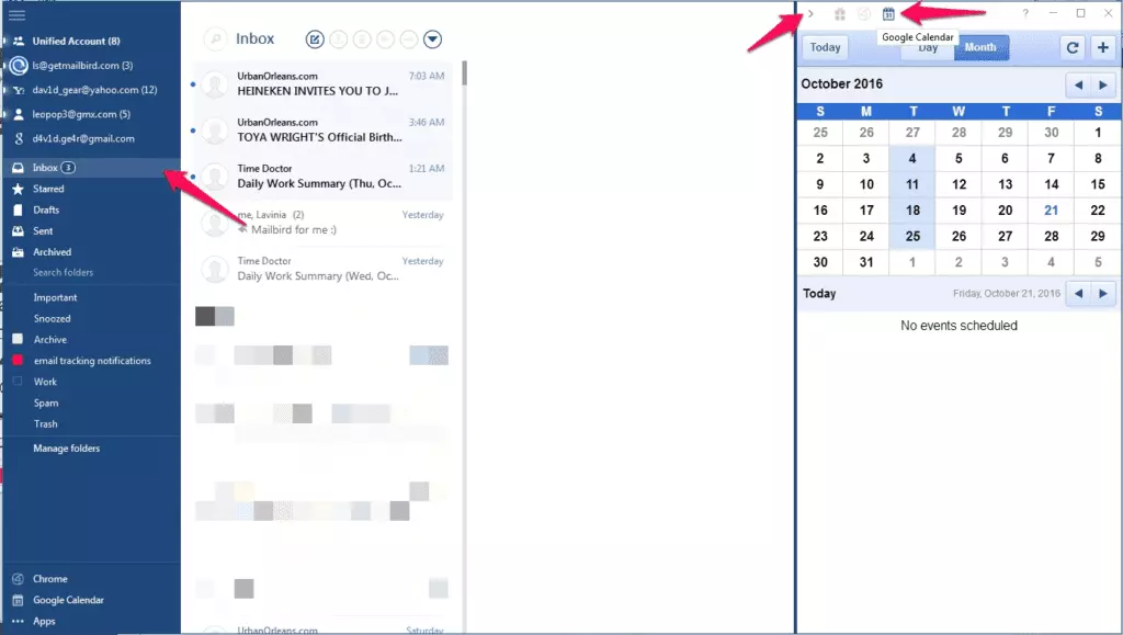 Google calendar sidebar integration