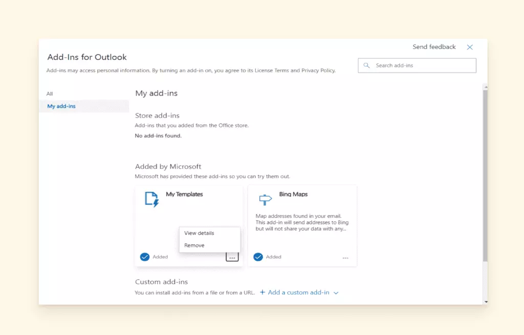 add-ins view outlook