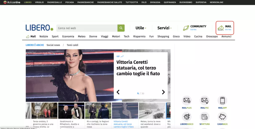 Italiaonline Libero homepage