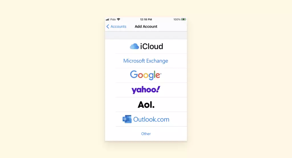 Adding an outlook account on iPhone