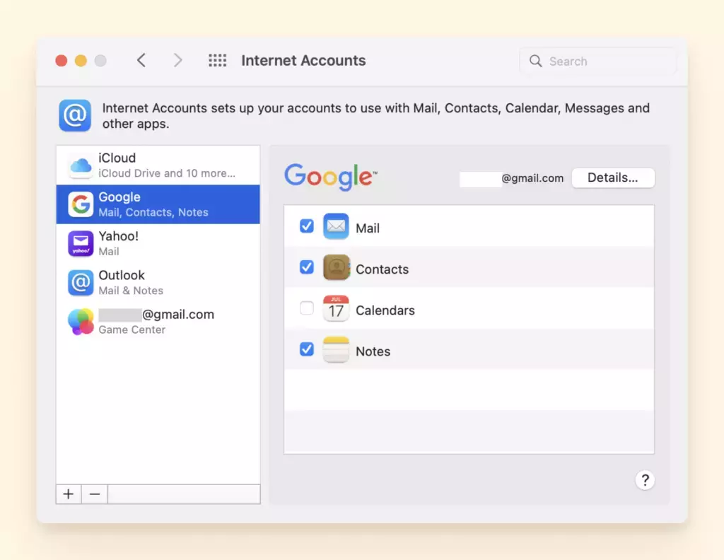 Настройки Apple для интернет-аккаунтов