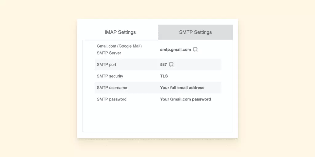 Mailbird SMTP server settings