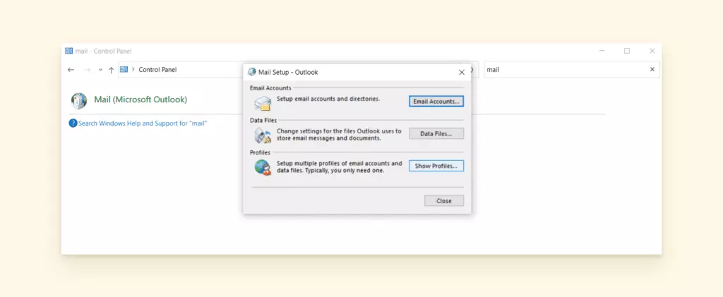 Create a New Outlook Account Profile.