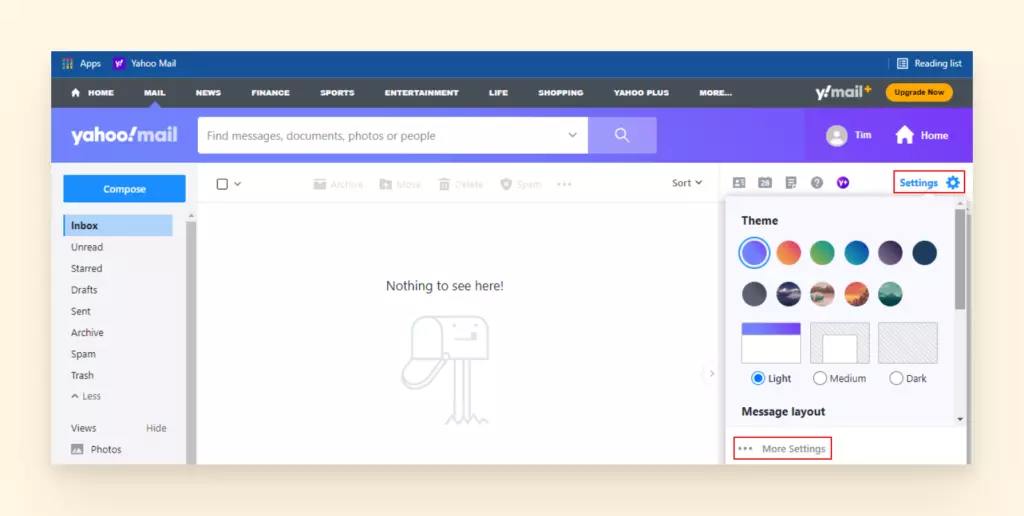 Screenshot showing filters for yahoo