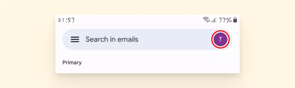 screenshot to show where your profile is in the android Gmail app
