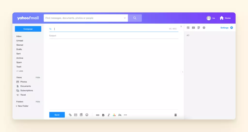 Yahoo mail compose window