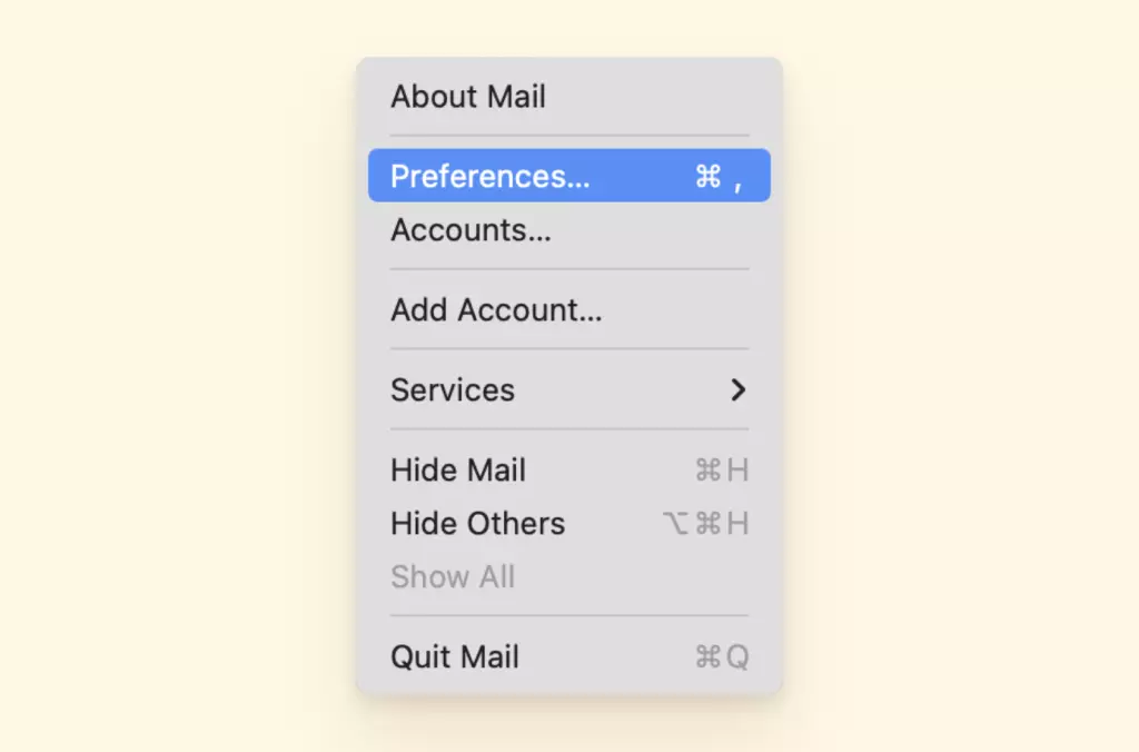 How to reseet the Mail app