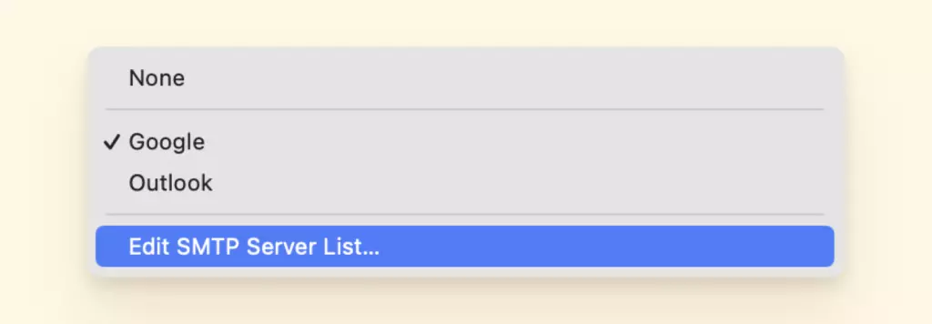 Edit SMTP server list