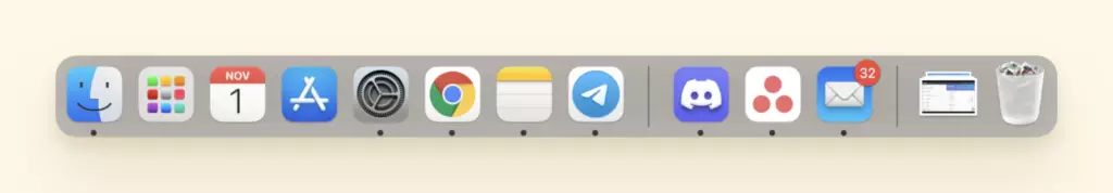 System preferences in Dock