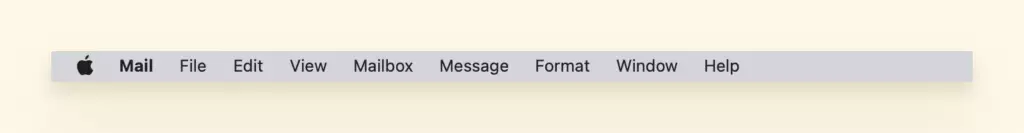 Mail app menu bar