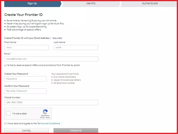 Frontier Mail ID Creation