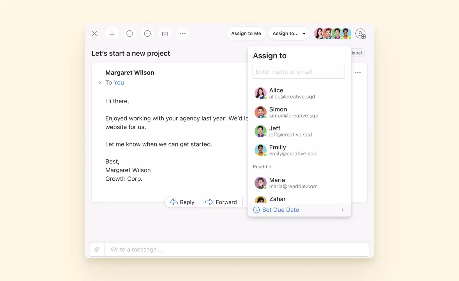 Spark email collaboration feature