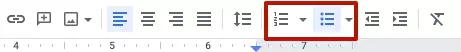 Lists are formatted as Numbered list or Bulleted list in the Google Docs style.