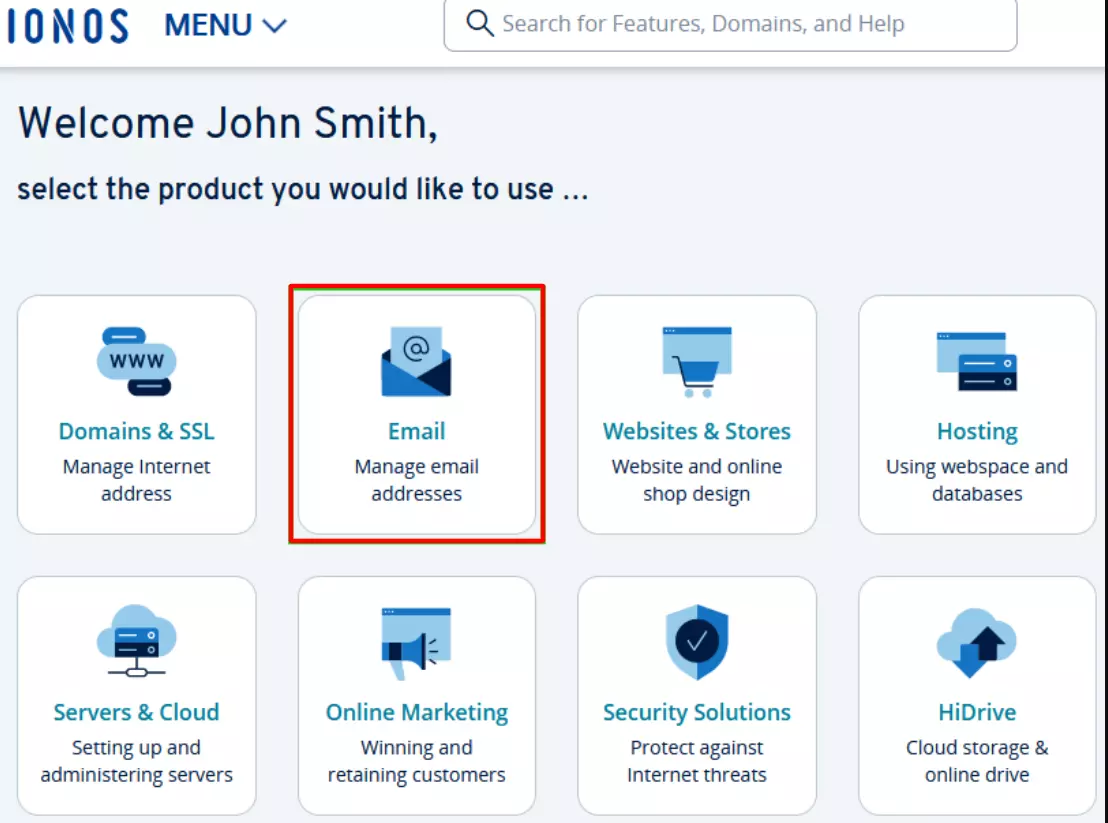 ionos mail server setting