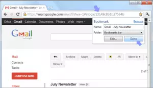 Een enkele e-mail als bladwijzer toevoegen in Chrome. Image Source: Techf5.com