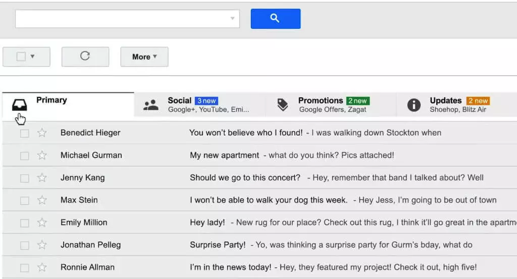A preview of Gmail account