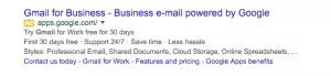 Ceci est une annonce de recherche Google liée à gmail