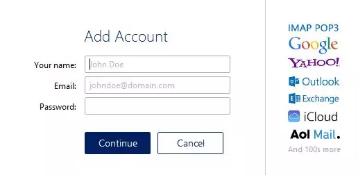 Mailbird account options