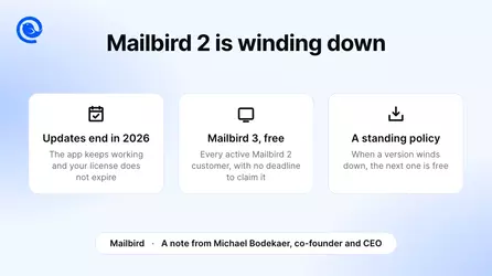 Mailbird 2 Is Winding Down. Mailbird 3 Is Free for All Mailbird 2 Customers