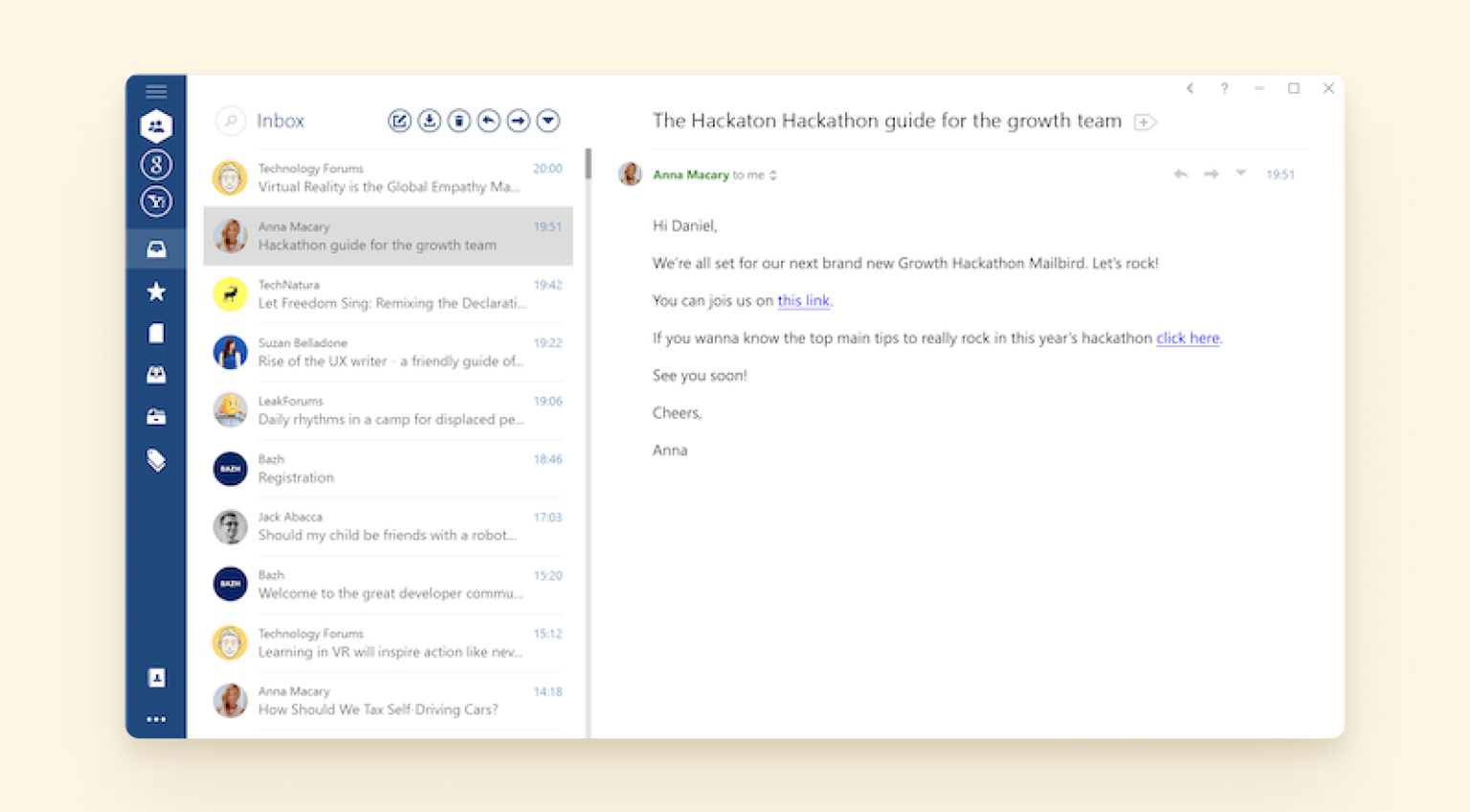 Mailbird's sleek interface