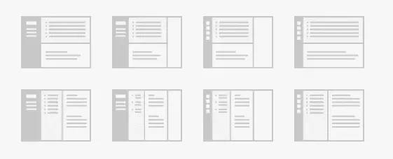 Verschiedene Layout-Konfigurationsoptionen verfügbar in Mailbird