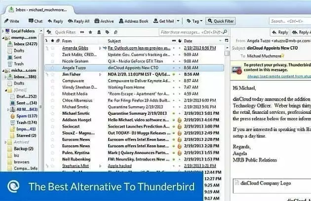Mozilla Thunderbird traditionelles Posteingang-Interface-Layout