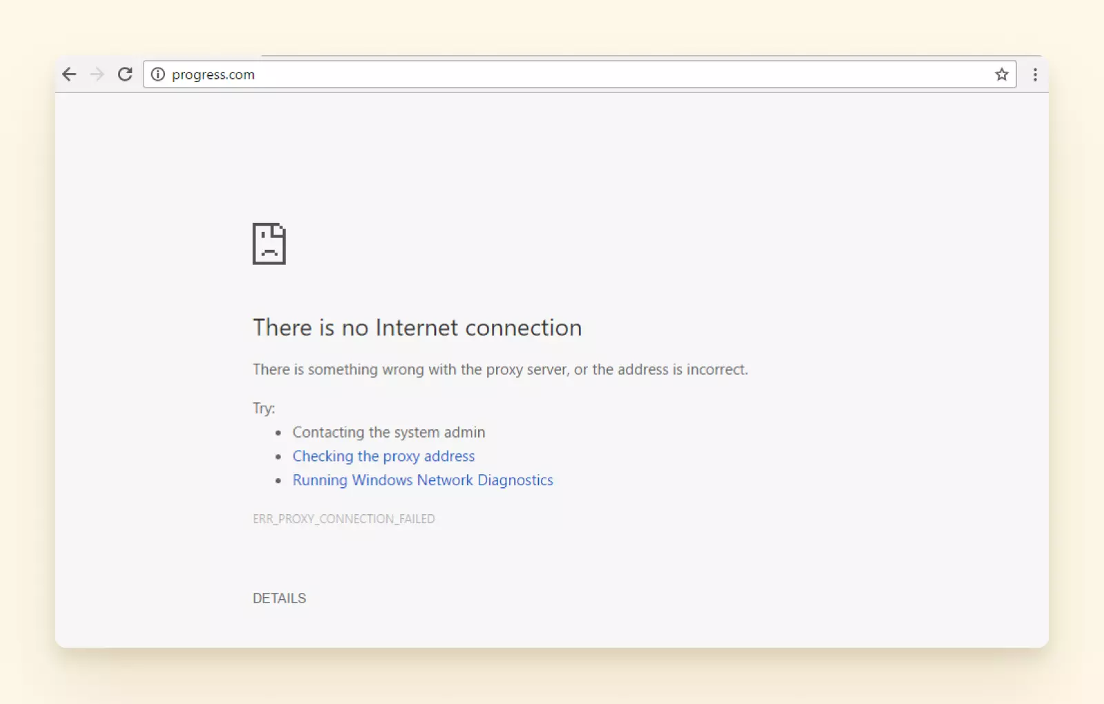 No internet error