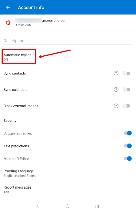 Outlook вне офиса на мобильном