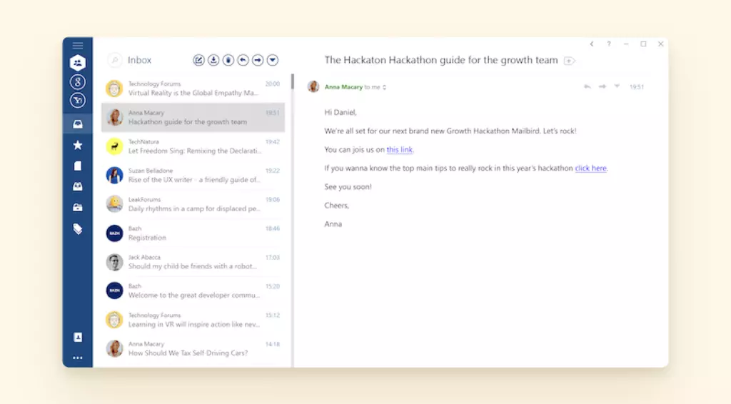 Mailbird's sleek interface - Outlook-Alternativen