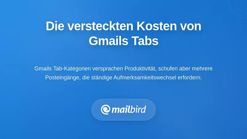 Gmail-Registerkarten-Posteingangsoberfl&auml;che zeigt die Kategorien Prim&auml;r, Soziale, Werbung, Updates und Foren