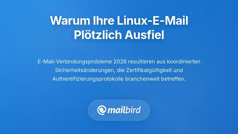 Linux-E-Mail-Client zeigt Fehlermeldung zur Zertifikatsvalidierung auf dem Desktop-Bildschirm an