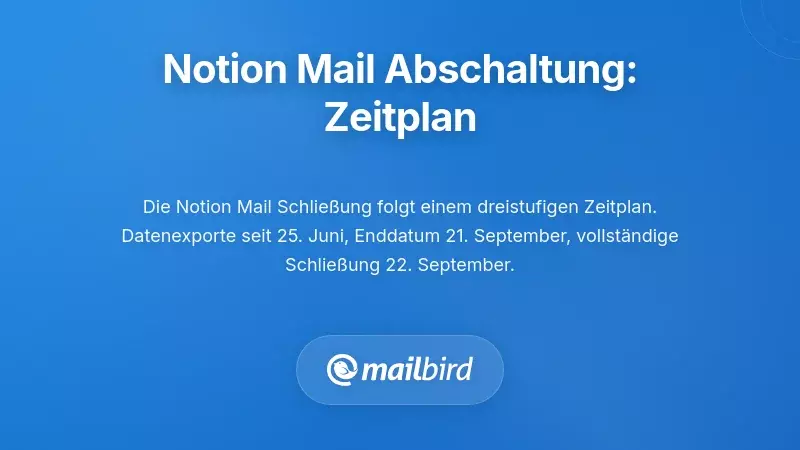 Notion Mail Shutdown Zeitplan zeigt dreistufigen Schließungsprozess bis September 2026
