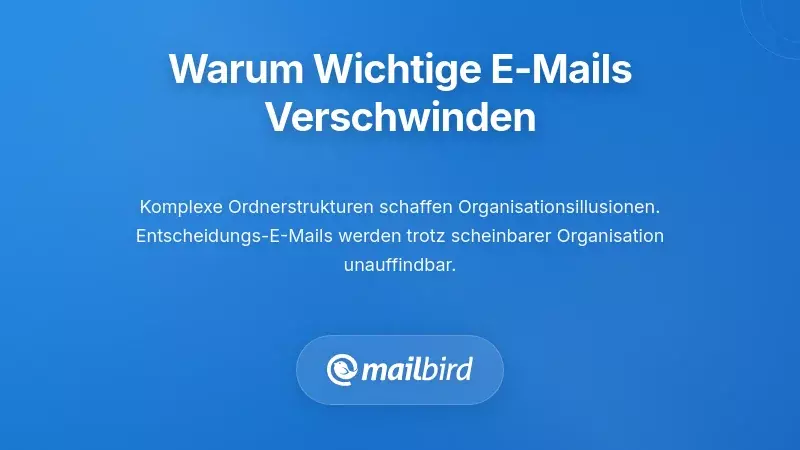 E-Mail-Posteingang mit überfüllten Nachrichten, der wichtige Entscheidungen schwer auffindbar macht