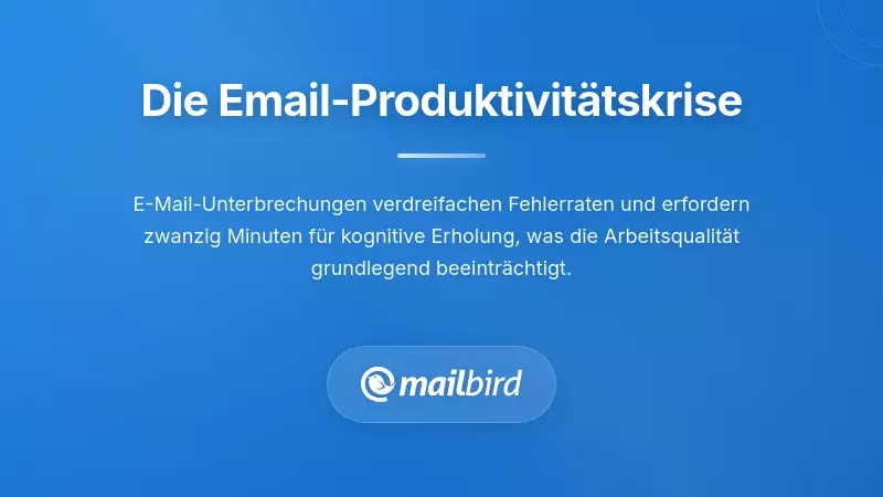 Person, die von st&auml;ndigen E-Mail-Benachrichtigungen &uuml;berw&auml;ltigt ist, was zu Produktivit&auml;tsverlust und Kontextwechsel f&uuml;hrt