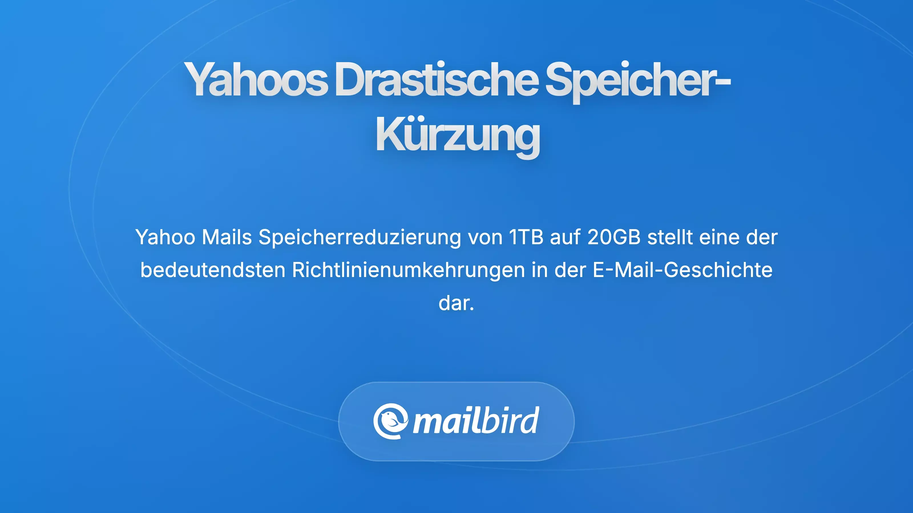 Grafik zur Speicherreduzierung von Yahoo Mail von 1 TB auf 20 GB, illustriert mit Warnsymbolen und E-Mail-Speichermetriken