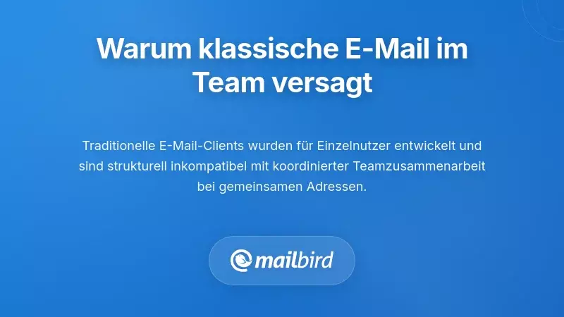 Teammitglieder, die &uuml;ber Herausforderungen bei der E-Mail-Zusammenarbeit in traditionellen Postf&auml;chern frustriert sind
