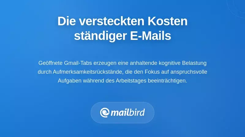 Person, die von mehreren Gmail-Browser-Tabs überwältigt ist und dadurch Fokus und Produktivität verliert