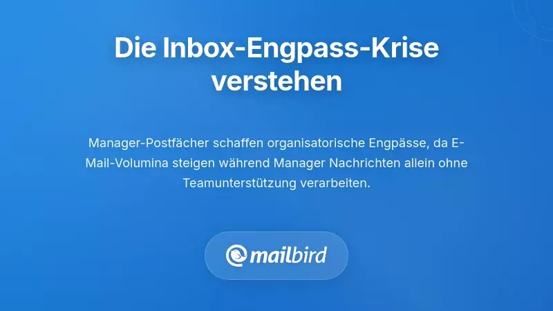 Posteingang des Managers überflutet mit E-Mails, was einen organisatorischen Engpass verursacht