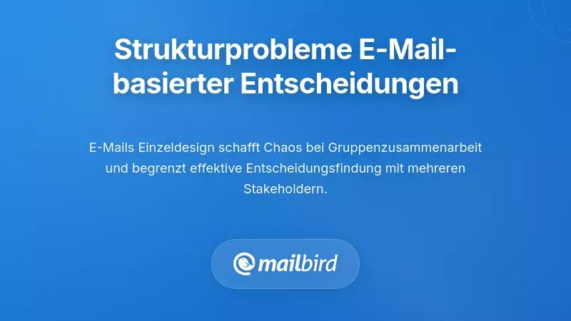 Diagramm, das die strukturellen Probleme von E-Mails zeigt, die Chaos bei der Teamzusammenarbeit und Verwirrung bei der Entscheidungsfindung verursachen