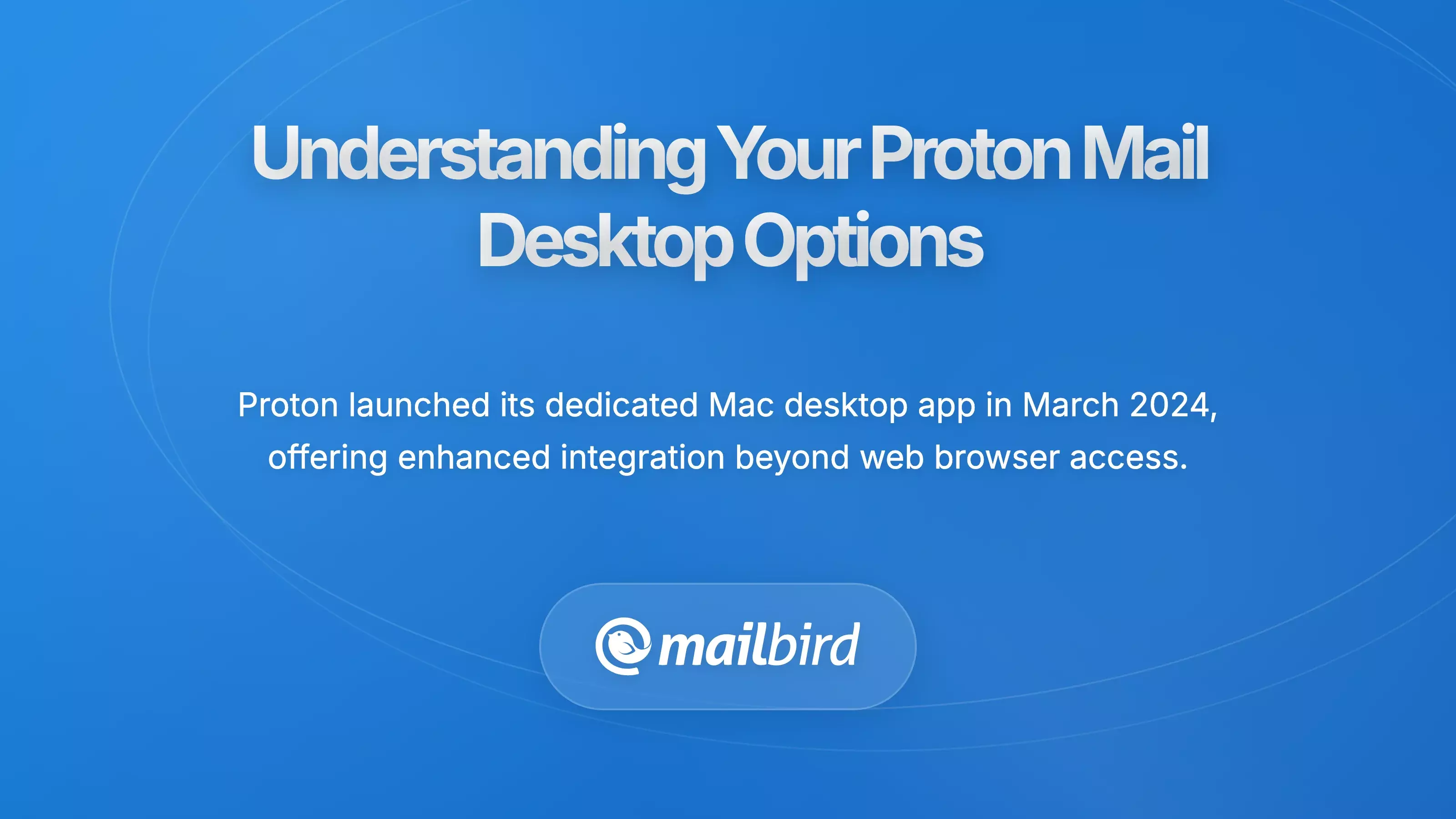 Proton Mail desktop client options interface showing various Mac email integration methods