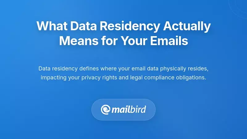 Global map showing email data storage locations and data residency concept illustration