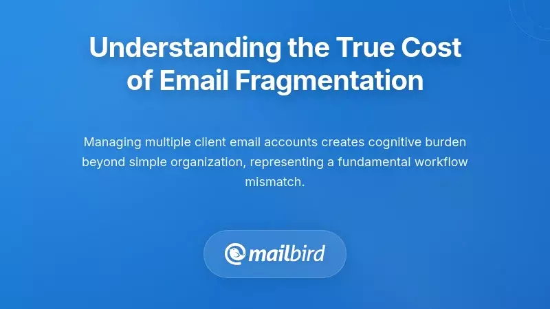 Overwhelmed professional surrounded by multiple email notifications from different client accounts