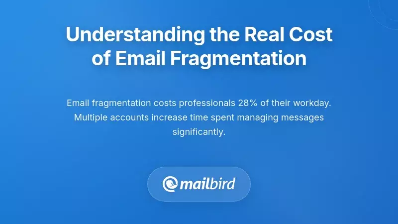 Professional analyzing email fragmentation costs across multiple accounts and devices